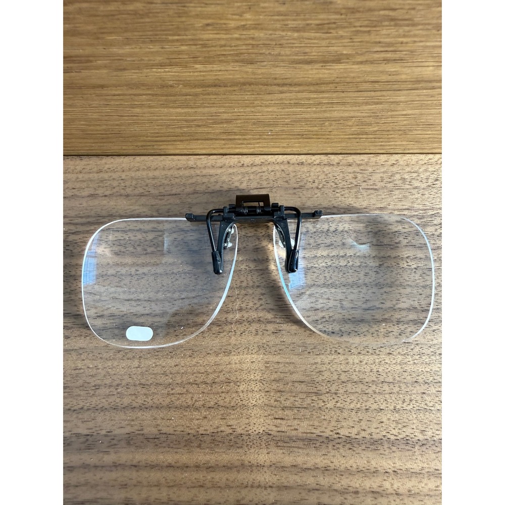 Clip On Reading Glasses +5.00 Magnifying Flip Up Rimless Clear Lenses Black Clip